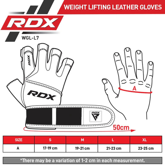 Guantes de Gimnasio RDX L7 de Cuero – Agarre Antideslizante y Sujeción de Muñeca