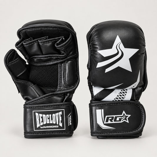 Guantillas MMA Revolution Pro Black - dorso, palma abierta y pulgar protegido