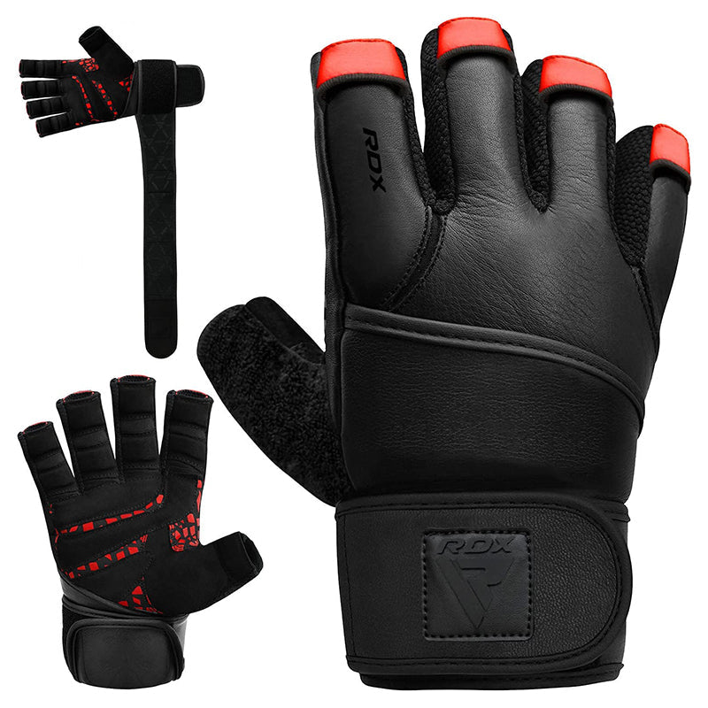 Guantes de Gimnasio RDX L7 de Cuero – Agarre Antideslizante y Sujeción de Muñeca