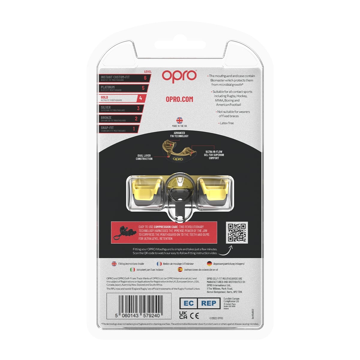 Protector Bucal Profesional Opro Gold - Redglove 