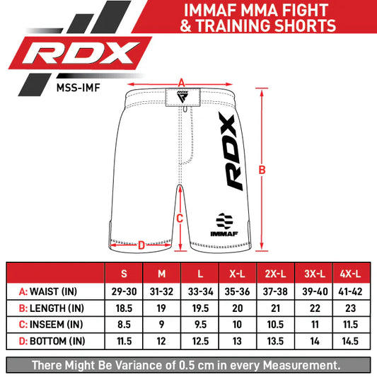 RDX IMMAF Approved MMA Shorts Rojos