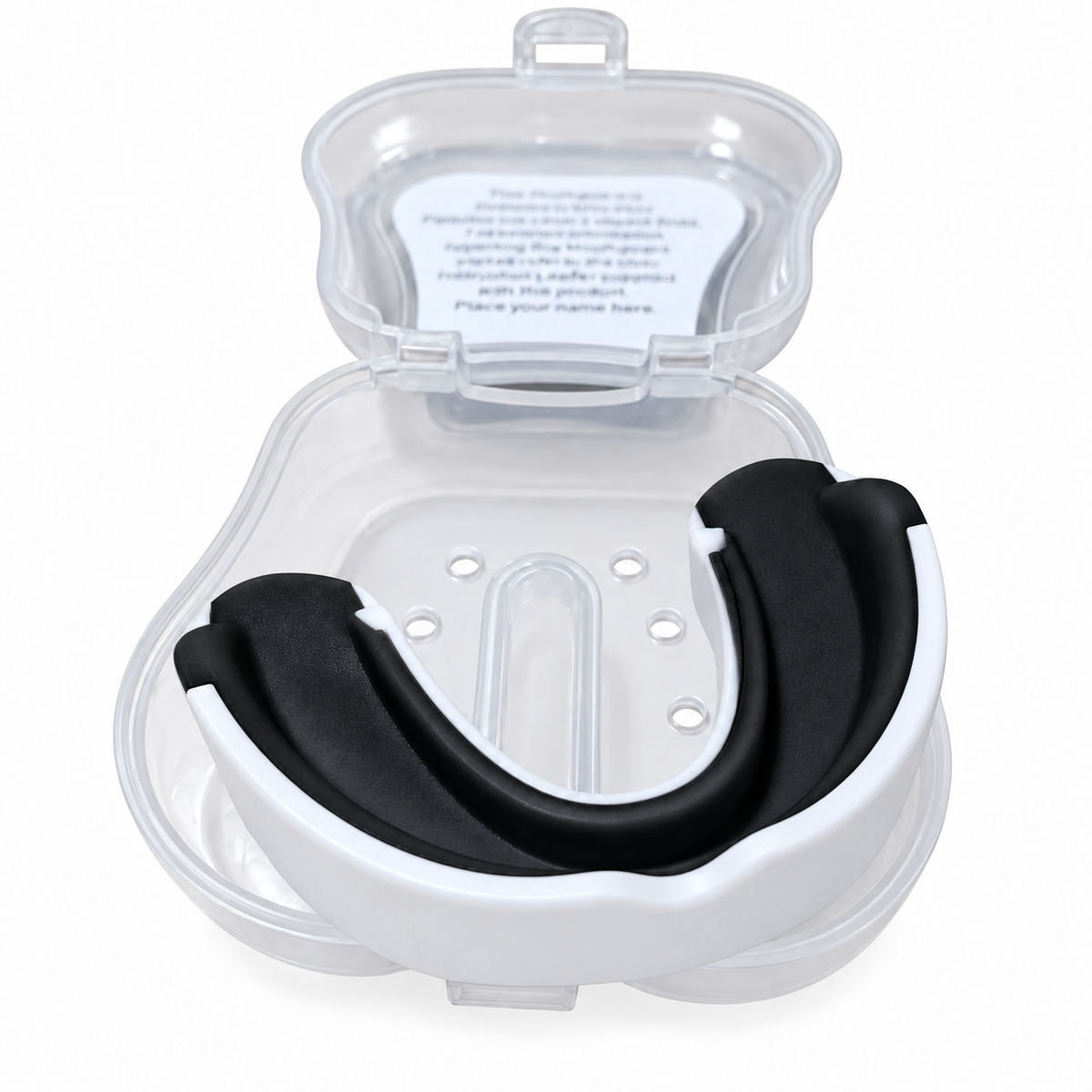 Bucal BK Premium blanco negro — vista estuche, fondo blanco