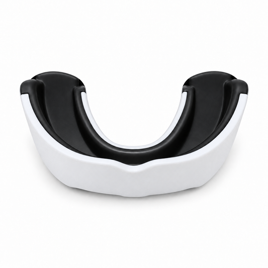 Bucal BK Premium blanco negro — vista frontal, fondo blanco