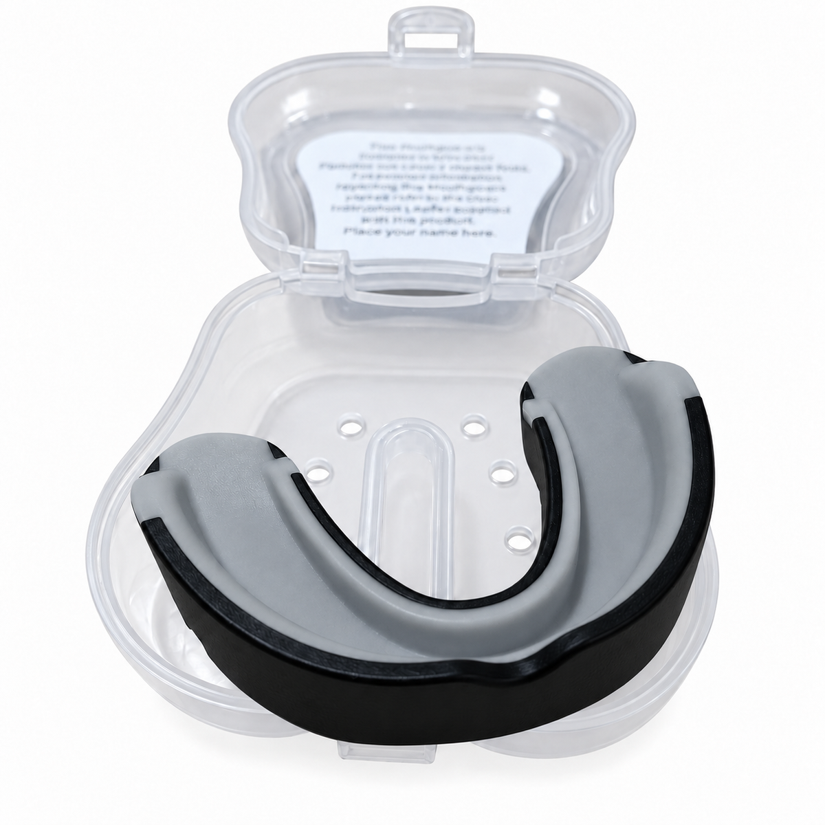 Bucal BK Premium negro gris — vista estuche, fondo blanco