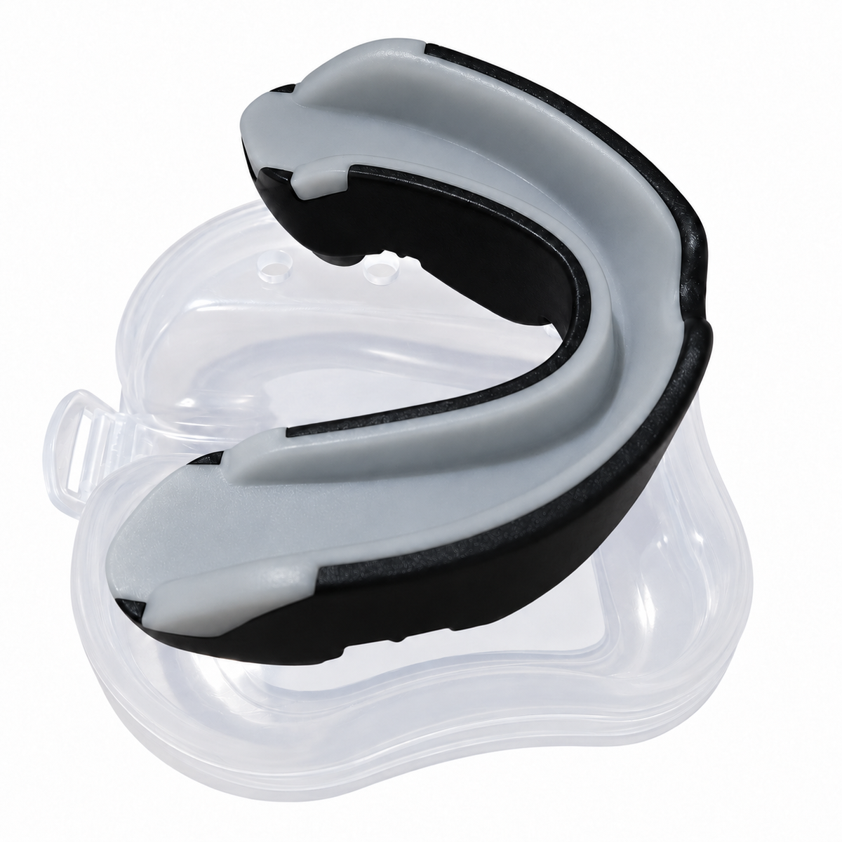 Bucal BK Premium negro gris — vista lateral, fondo blanco