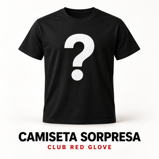 Camiseta sorpresa del Club Red Glove. Imagen provisional con interrogación; diseño final por revelar.