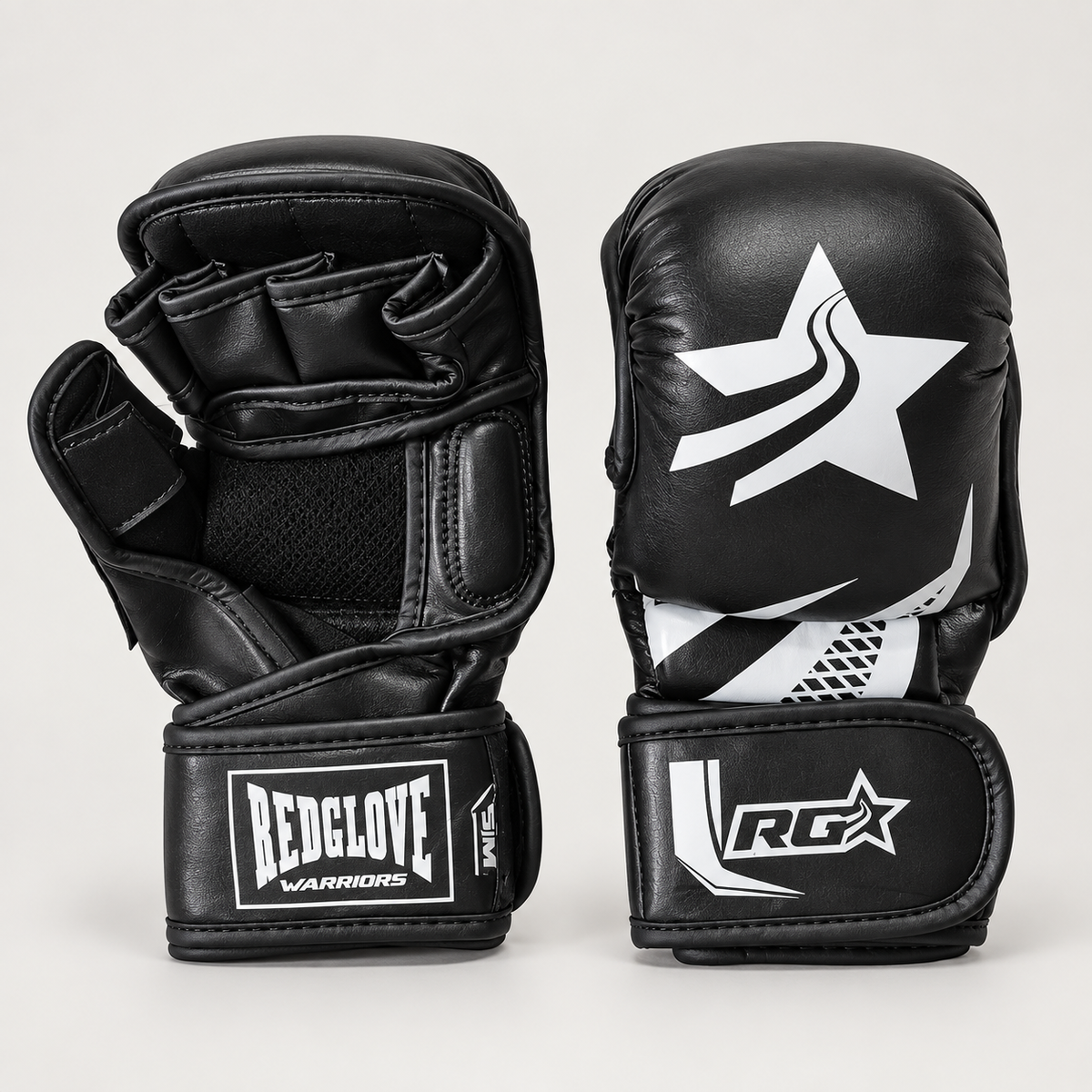Guantillas MMA Revolution Pro Black - dorso, palma abierta y pulgar protegido