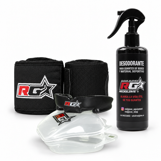 Pack Club Redglove con vendas negras, bucal RG Pro-Gel y desodorante para guantes
