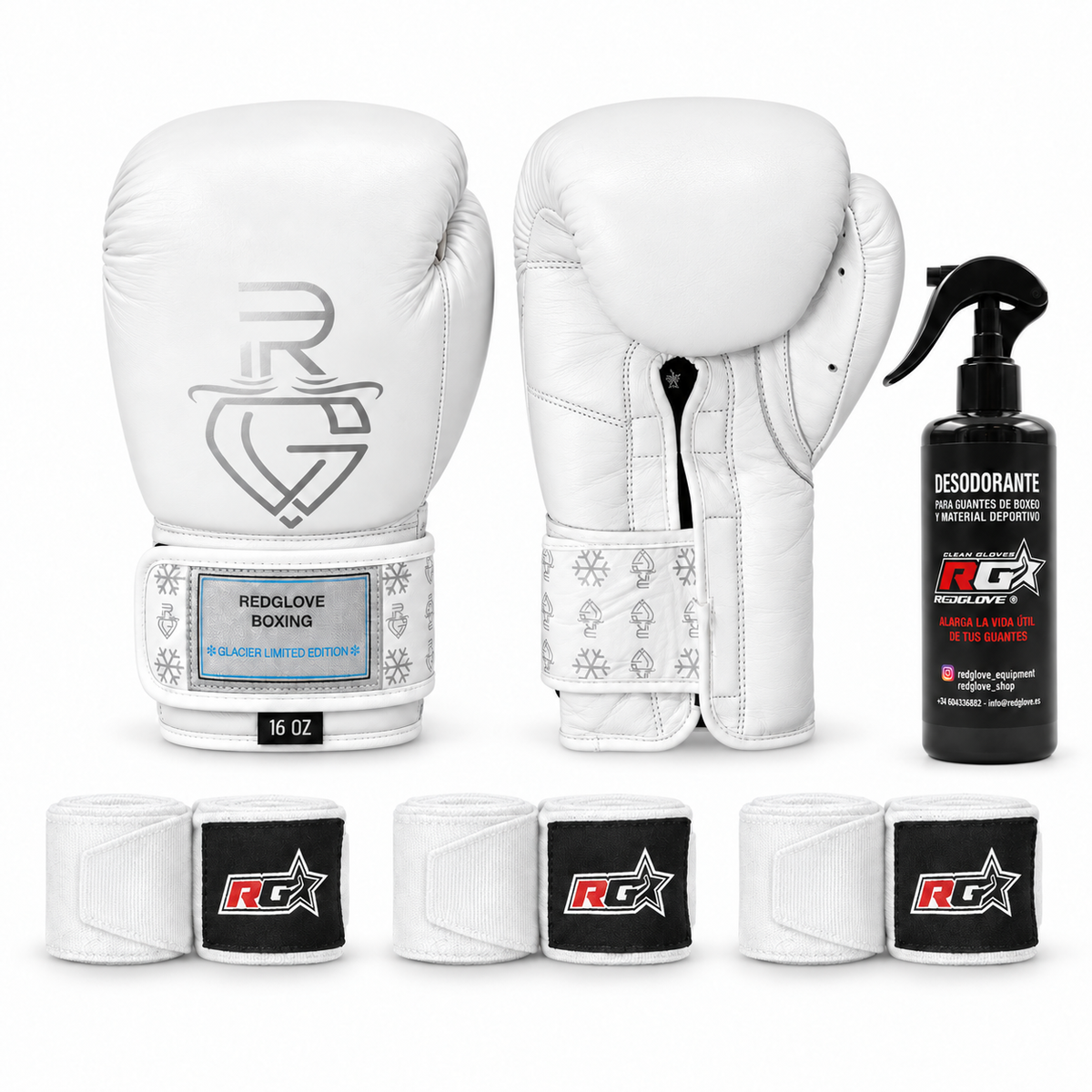 Pack Glacier 5 Piezas con guantes NTX Glacier, tres pares de vendas Snow y desodorante Redglove
