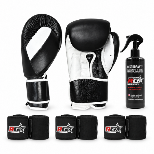 Pack Mercurial 5 Piezas con guantes, tres pares de vendas negras y desodorante Redglove