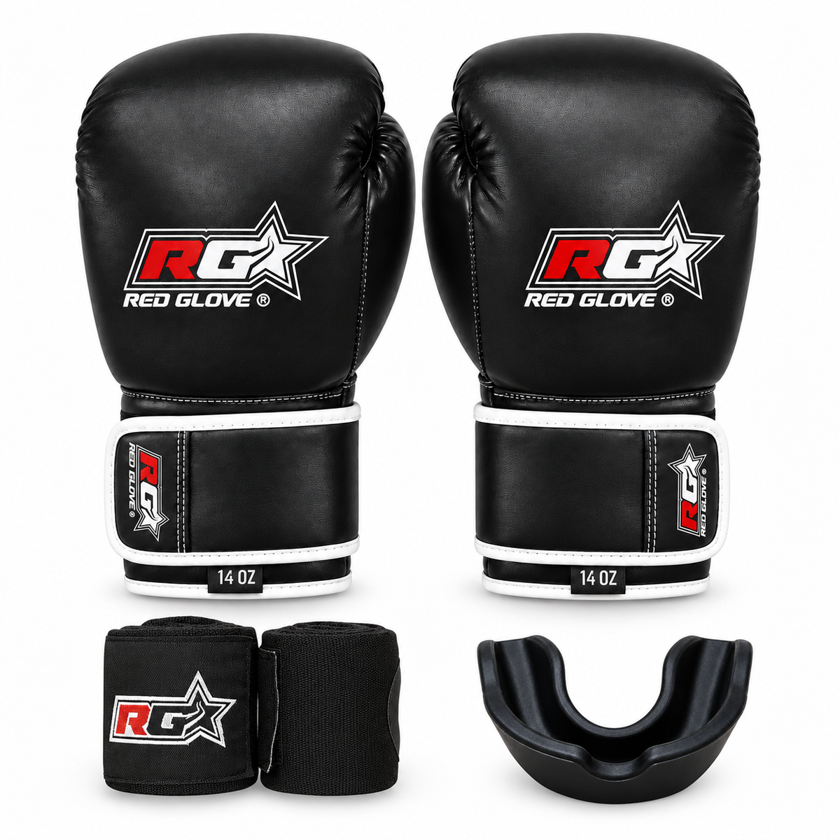 Pack Nero: Guantes + Vendas + Bucal P1 — guantes, un par de vendas y bucal incluidos
